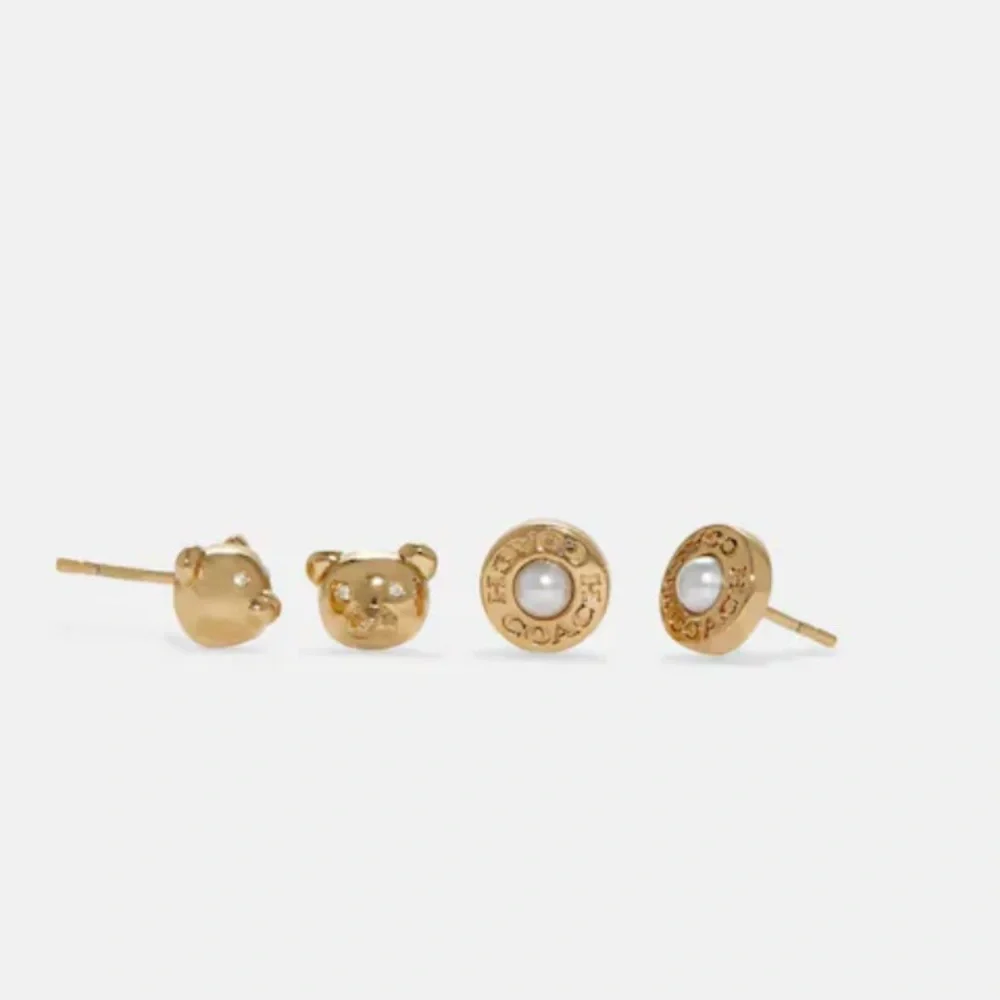 COACH Bear & Pearl Stud earrings set - Picture 1 of 4
